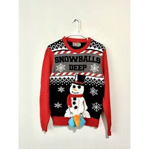 Spencer's Christmas Knit Adult Sweater "Snowballs Deep" - Size Med No Lights